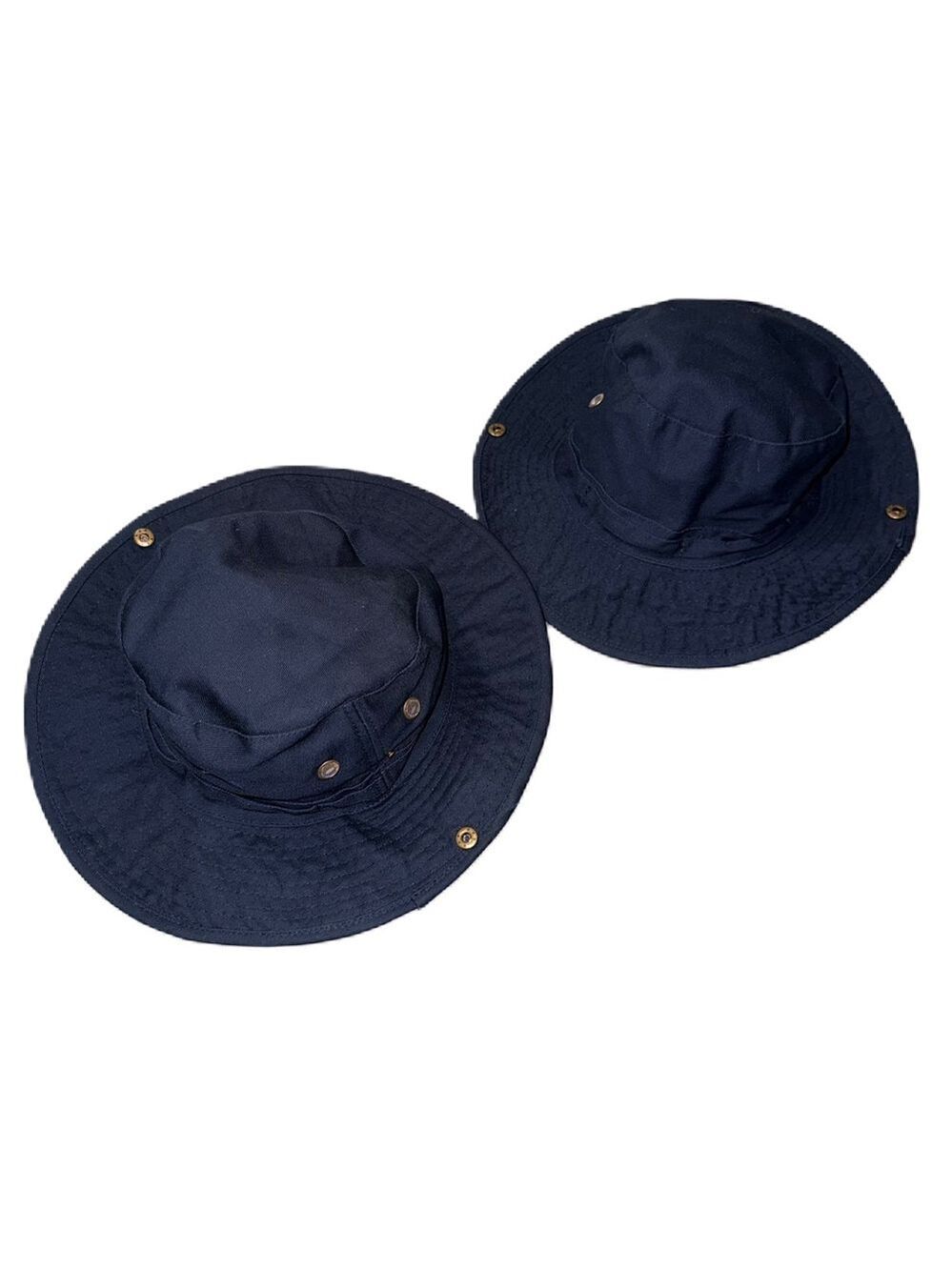 Lot of 2x Cotton Boonie Hats Navy Blue Ventilated Sun Beach Hiking Outdoors